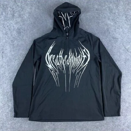 Breathedivinity Mens Large Black White Sweatshirt Slim Fit Hoodie